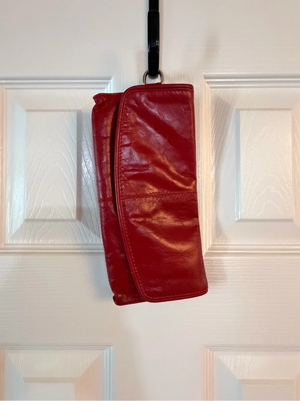 Red Clutch Wallet Floral Lined Snap Closure Organizer Approx. 4” x 9”
